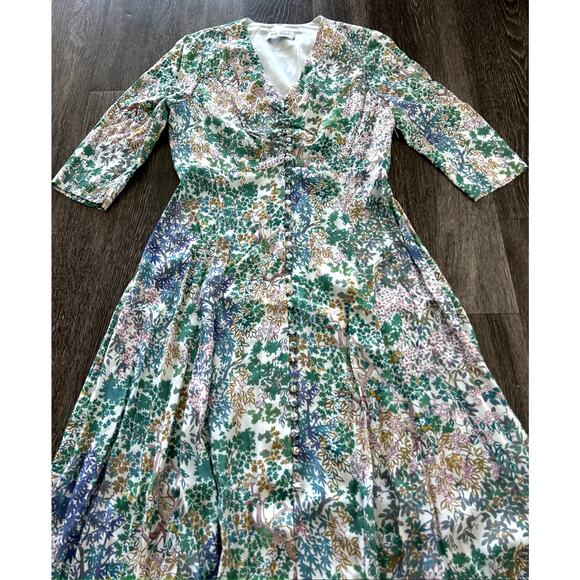 EUC The Fold London Lochaline Floral Midi Dress US size 8 Button Viscose Wedding - Picture 8 of 16